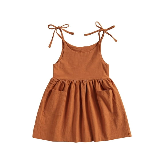 Bagilaanoe Toddler Baby Girl Summer Dress Sleeveless Solid Color Dresses 2T 3T 4T 5T 6T Kid Casual Swing Sundress