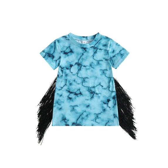 Bagilaanoe Toddler Baby Girl Summer Dress Tie-Dye Print Short Sleeve Dresses 6M 9M 12M 18M 24M 3T 4T Kids Casual T-Shirt Dress
