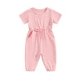 thumbnail image 1 of Bagilaanoe Toddler Baby Girl Summer Jumpsuit Short Sleeve Romper Overalls 3M 6M 12M 18M 24M 3T Kids Long Pants Casual Clothes, 1 of 8