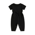 thumbnail image 1 of Bagilaanoe Toddler Baby Girl Summer Jumpsuit Short Sleeve Romper Overalls 3M 6M 12M 18M 24M 3T Kids Long Pants Casual Clothes, 1 of 8