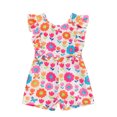 thumbnail image 1 of Bagilaanoe Toddler Baby Girl Summer Jumpsuit Shorts Floral Print Flying Sleeve Bodysuit 6M 12M 24M 3T 4T Kids One Piece Romper, 1 of 8