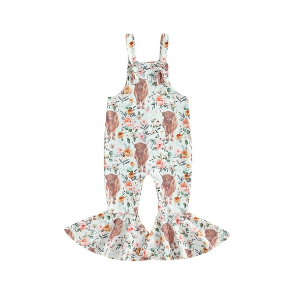 Bagilaanoe Toddler Baby Girl Summer Jumpsuit Sleeveless Floral Print Romper Overalls 12M 18M 24M 3T 4T 5T Kids Long Flare Pants Summer Outfits