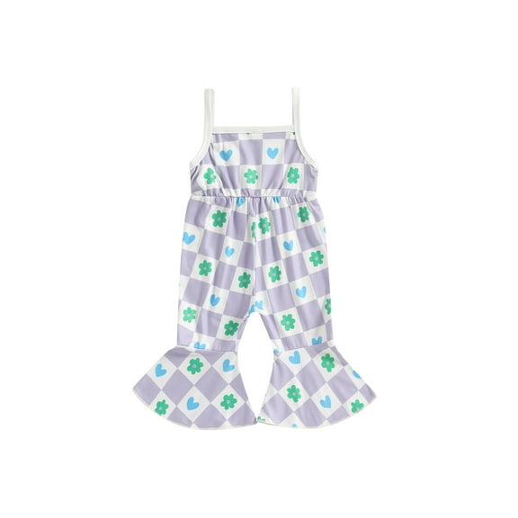 Bagilaanoe Toddler Baby Girl Summer Jumpsuit Sleeveless Floral Print Romper Overalls 6M 12M 18M 24M 3T 4T Kids Flared Pants Summer Clothes
