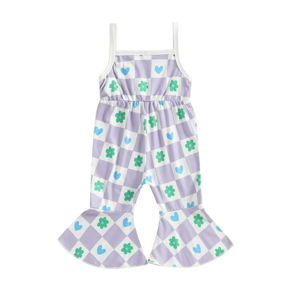 Bagilaanoe Toddler Baby Girl Summer Jumpsuit Sleeveless Floral Print Romper Overalls 6M 12M 18M 24M 3T 4T Kids Flared Pants Summer Clothes
