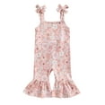 thumbnail image 1 of Bagilaanoe Toddler Baby Girl Summer Jumpsuit Sleeveless Floral Print Romper Overalls 6M 12M 18M 24M 3T 4T Kids Long Flare Pants Summer Outfits, 1 of 7