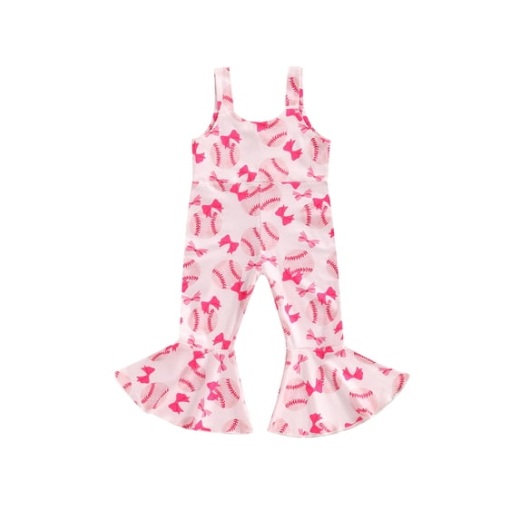 Bagilaanoe Toddler Baby Girl Summer Jumpsuit Sleeveless Print Romper Overalls 12M 18M 24M 3T 4T 5T Kids Long Flared Pants Summer Clothes