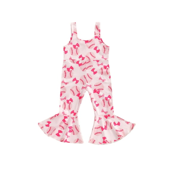 Bagilaanoe Toddler Baby Girl Summer Jumpsuit Sleeveless Print Romper Overalls 12M 18M 24M 3T 4T 5T Kids Long Flared Pants Summer Clothes