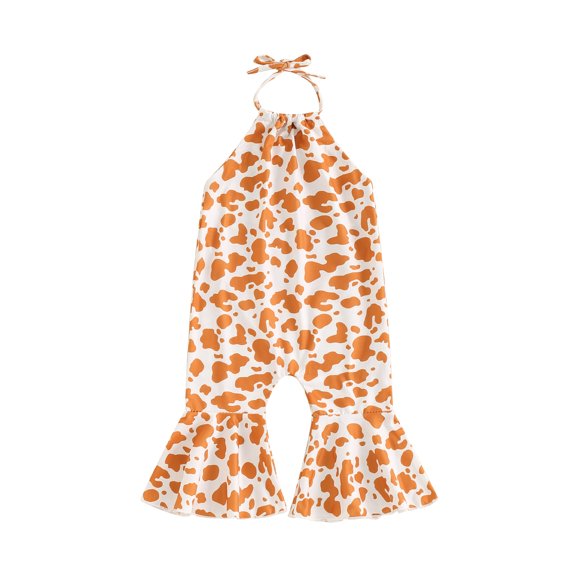 Bagilaanoe Toddler Baby Girl Summer Jumpsuit Sleeveless Print Romper Overalls 6M 12M 18M 24M 3T 4T Kids Long Flared Pants Summer Clothes