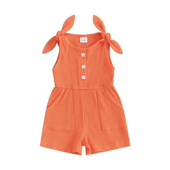 Bagilaanoe Toddler Baby Girl Summer Jumpsuit Sleeveless Ribbed Bodysuit 6M 12M 18M 24M 3T 4T Kids Knitted One Piece Romper