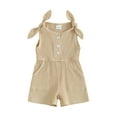 thumbnail image 1 of Bagilaanoe Toddler Baby Girl Summer Jumpsuit Sleeveless Ribbed Bodysuit 6M 12M 18M 24M 3T 4T Kids Knitted One Piece Romper, 1 of 7