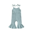 thumbnail image 1 of Bagilaanoe Toddler Baby Girl Summer Jumpsuit Sleeveless Ribbed Romper Overalls 12M 18M 24M 3T 4T 5T Kids Long Flare Pants Casual Outfits, 1 of 9