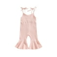 thumbnail image 1 of Bagilaanoe Toddler Baby Girl Summer Jumpsuit Sleeveless Ribbed Romper Overalls 12M 18M 24M 3T 4T 5T Kids Long Flare Pants Casual Outfits, 1 of 8