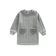 BAGILAANOE Toddler Baby Girl Sweater Dress Long Sleeve A-line Dresses 6M 18M 24M 3T 4T 5T 6T Kids Knit Dresses Warm Fall Winter Clothes