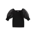 thumbnail image 1 of Bagilaanoe Toddler Baby Girl T Shirt Dress Mesh Long Puff Sleeve Off Shoulder Casual Dresses 12M 18M 24M 3T 4T 5T 6T Kids Loose Tops, 1 of 8