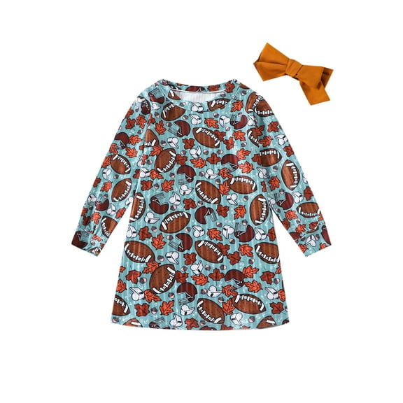 Bagilaanoe Toddler Baby Girl T-Shirts Dress Rugby Print Long Sleeve A-line Dresses Headband 6M 12M 18M 24M 3T 4T Kids Spring Fall Casual Clothes