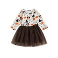 thumbnail image 1 of Bagilaanoe Toddler Baby Girl Thanksgiving Dress Pumpkin Turkey Long Sleeve A-line Princess Dresses 6M 12M 18M 24M 3T Kid Fall Patchwork Tulle Skirt, 1 of 8