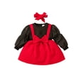 thumbnail image 1 of Bagilaanoe Toddler Baby Girl Valentine's Day Dress Long Puff Sleeve A-line Princess Dresses + Headband 3M 9M 12M 18M 24M 3T Kid Patchwork Skirt, 1 of 6