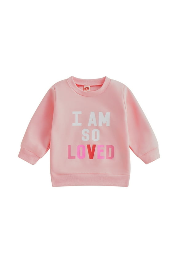 Toddler Baby Girl Valentine's Day Sweatshirt Long Sleeve Graphic Print Pullover 6M 12M 18M 24M 3T 4T Kids Fall Loose Tee Tops