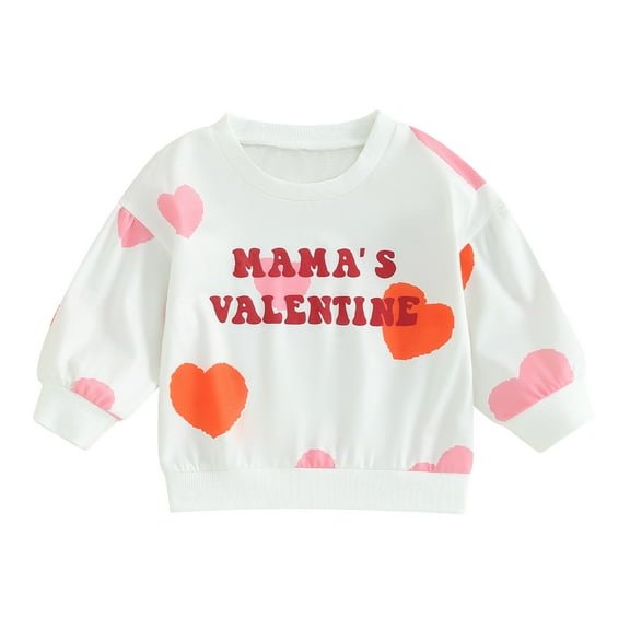 Bagilaanoe Toddler Baby Girl Valentine’s Day Sweatshirt Long Sleeve Heart Print Pullover 6M 12M 18M 24M 3T Kids Loose Tee Tops