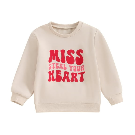 Bagilaanoe Toddler Baby Girl Valentine’s Day Sweatshirt Long Sleeve Letter Print Pullover 3T 4T 5T 6T Kids Fall Loose Tee Tops