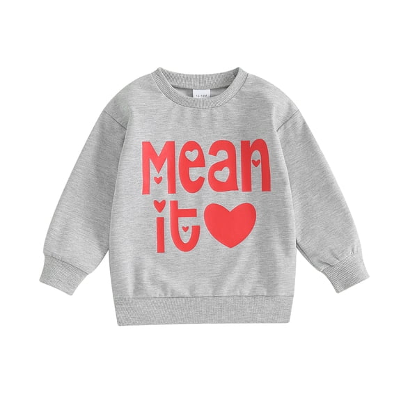 Bagilaanoe Toddler Baby Girl Valentine's Day Sweatshirt Long Sleeve Letter Print Pullover 6M 12M 18M 24M 3T 4T Kids Loose Tee Tops