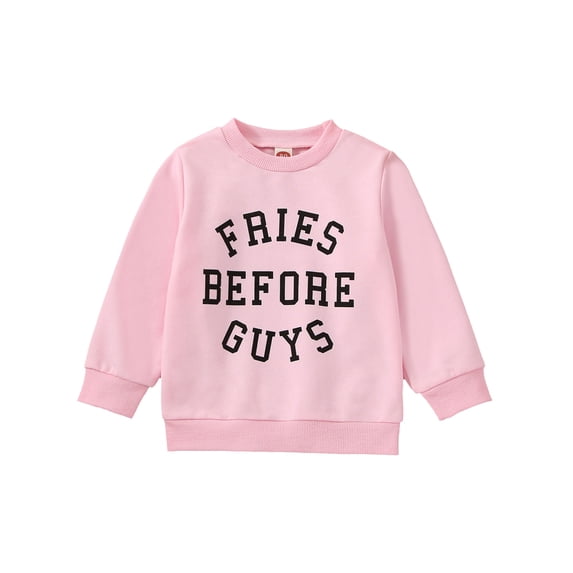 Bagilaanoe Toddler Baby Girl Valentine's Day Sweatshirt Long Sleeve Letter Rugby Print Pullover 6M 12M 18M 24M 3T 4T 5T Kids Fall Loose Tee Tops