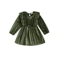 thumbnail image 1 of Bagilaanoe Toddler Baby Girl Velvet Dress Ruffle Long Sleeve A-line Princess Dresses 9M 12M 18M 24M 3T 4T Kids Casual Fall Dress, 1 of 9