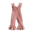 thumbnail image 1 of Bagilaanoe Toddler Baby Girl Velvet Jumpsuit Fly Sleeve Romper Overalls 6M 12M 18M 24M 3T 4T Kids Long Flared Pants Autumn Winter Outfits, 1 of 7
