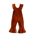 thumbnail image 1 of Bagilaanoe Toddler Baby Girl Velvet Jumpsuit Fly Sleeve Romper Overalls 6M 12M 18M 24M 3T 4T Kids Long Flared Pants Autumn Winter Outfits, 1 of 8