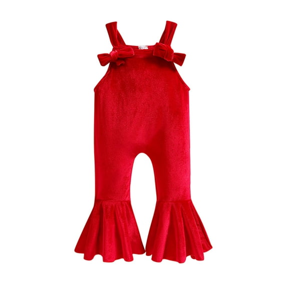 Bagilaanoe Toddler Baby Girl Velvet Jumpsuit Sleeveless Romper Bell Bottoms Overalls 12M 18M 24M 3T 4T 5T Kids Long Flared Pants Casual Clothes