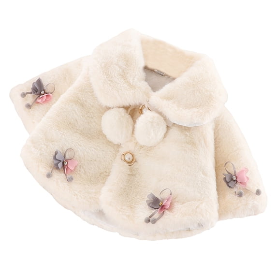 Bagilaanoe Toddler Baby Girl Winter Warm Thick Fur Capes Cardigan Cloak Coat 6M 12M 18M 24M 3T Kids Fall Casual Tops Outwear