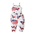 thumbnail image 1 of Bagilaanoe Toddler Baby Girls 4th of July Romper Stars Stripe USA Flag Halter Strap Jumpsuit Summer Independecen Day Outfits Clothes, 1 of 8