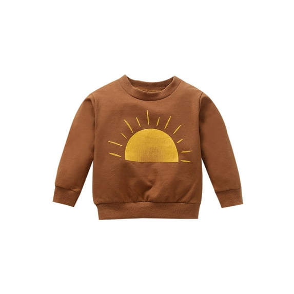 Bagilaanoe Toddler Baby Girls Boy Casual Sweatshirt Long Sleeve Sun Print Pullover 6M 12M 18M 24M 3T Kids Loose Tee Tops