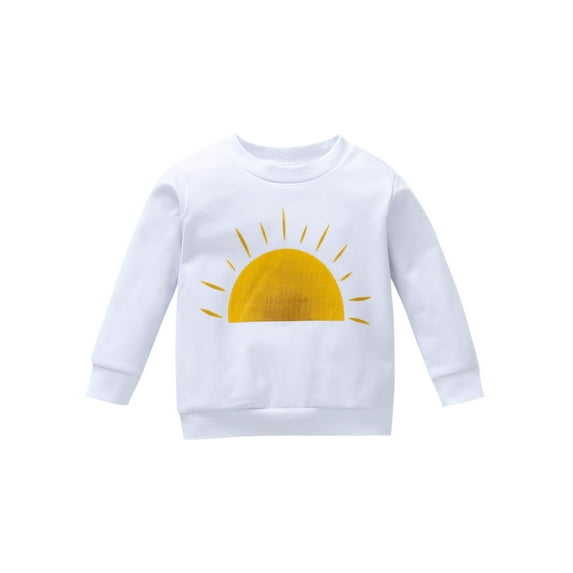 Bagilaanoe Toddler Baby Girls Boy Casual Sweatshirt Long Sleeve Sun Print Pullover 6M 12M 18M 24M 3T Kids Loose Tee Tops