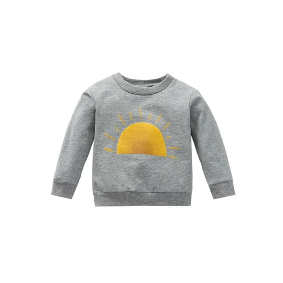 Bagilaanoe Toddler Baby Girls Boy Casual Sweatshirt Long Sleeve Sun Print Pullover 6M 12M 18M 24M 3T Kids Loose Tee Tops