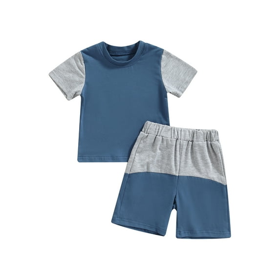 Bagilaanoe Toddler Baby Girls Boys Outfits Summer Short Sleeve Ribbed Tees+Shorts 1T 2T 3T 4T 5T 6T Casual Clothing Set 2PCS
