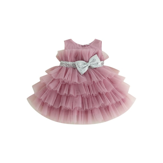 Bagilaanoe Toddler Baby Girls Formal Dress Sleeveless A-line Princess Dresses 1T 2T 3T 4T 5T Kids Tulle Dress for Wedding Birthday Party Gown