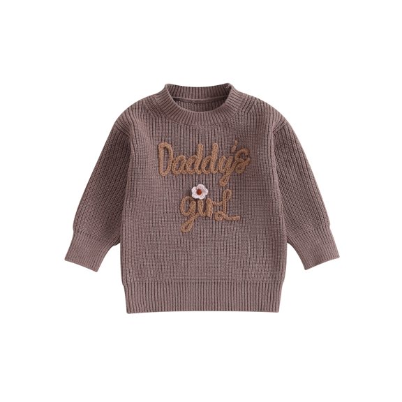 Bagilaanoe Toddler Baby Girls Knitted Sweater Long Sleeve Letter Embroidery Pullover 6M 12M 18M 24M 3T 4T Kids Warm Jumpers Tops Fall Loose Knitwear