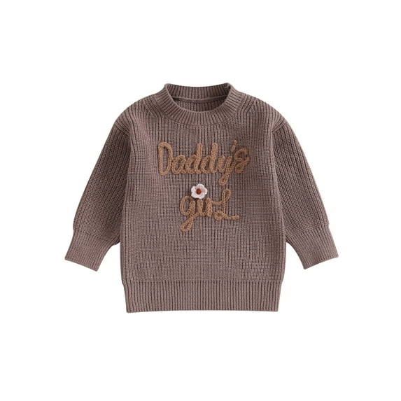 Bagilaanoe Toddler Baby Girls Knitted Sweater Long Sleeve Letter Embroidery Pullover 6M 12M 18M 24M 3T 4T Kids Warm Jumpers Tops Fall Loose Knitwear