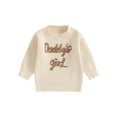 thumbnail image 1 of Bagilaanoe Toddler Baby Girls Knitted Sweater Long Sleeve Letter Embroidery Pullover 6M 12M 18M 24M 3T 4T Kids Warm Jumpers Tops Fall Loose Knitwear, 1 of 8