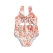 Bagilaanoe Toddler Baby Girls One-piece Swimwear Sleeveless Floral/Shell Print Hollow Bathing Suit 6M 9M 12M1 8M 24M 3T Kids Summer Beachwear