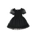 thumbnail image 1 of Bagilaanoe Toddler Baby Girls Princess Dress Mesh Short Puff Sleeve Frill Tulle Tutu Dress 6M 9M 12M 18M 24M 3T Birthday Party Sundress, 1 of 8