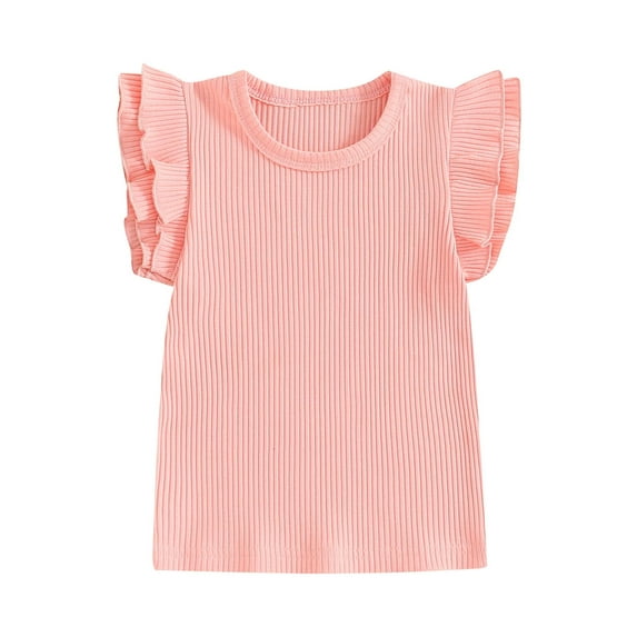 Bagilaanoe Toddler Baby Girls Summer Tops Fly Sleeve Round Neck Tees 1T 2T 3T 4T 5T 6T Kids Casual T-Shirts Clothes