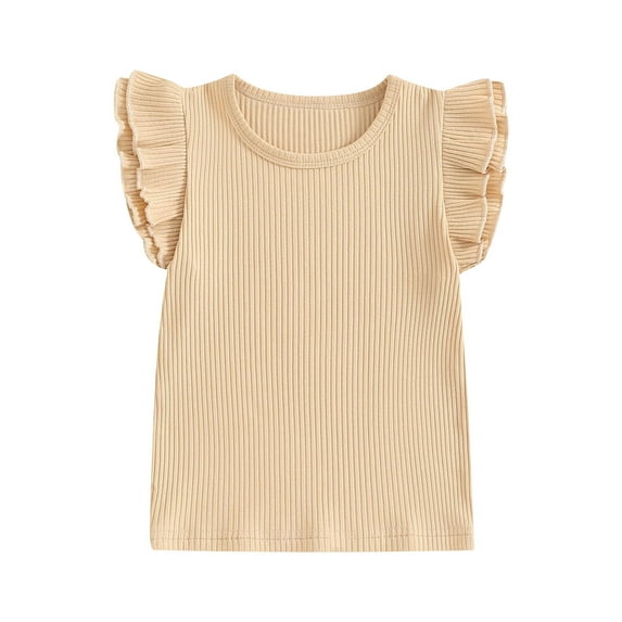 Bagilaanoe Toddler Baby Girls Summer Tops Fly Sleeve Round Neck Tees 1T 2T 3T 4T 5T 6T Kids Casual T-Shirts Clothes