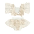 thumbnail image 1 of Bagilaanoe Toddler Baby Girls Swimsuits 2 Piece Bikinis Set Butterfly Short Sleeve Tops + Shorts 3M 6M 12M 18M 24M 3T Kids Swimwear Bathing Suit Beachwear, 1 of 8