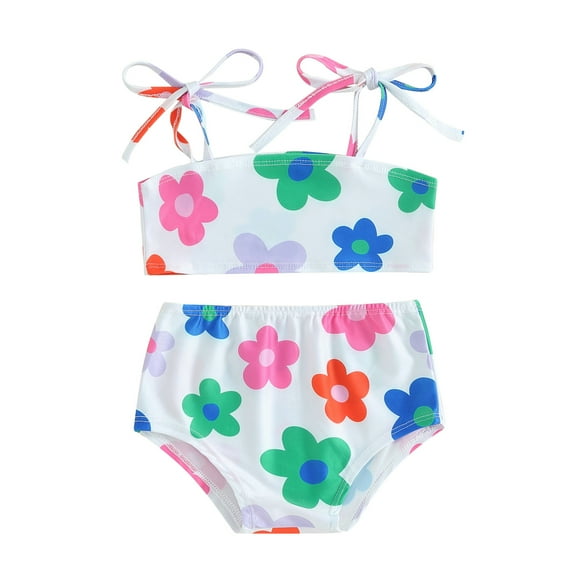 Bagilaanoe Toddler Baby Girls Swimsuits 2 Piece Bikinis Set Floral Print Camisole Tops   Briefs 6M 12M 18M 24M 3T 4T Kids Swimwear Bathing Suit Beachwear
