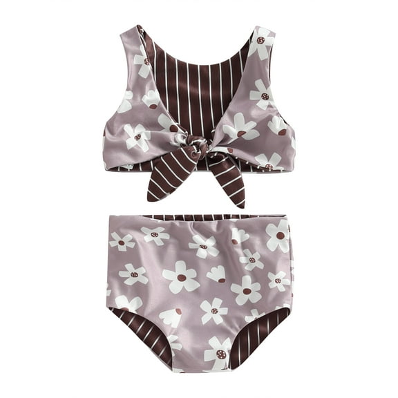 Bagilaanoe Toddler Baby Girls Swimsuits 2 Piece Bikinis Set Floral Print Sleeveless Tank Tops   Shorts 6M 12M 18M 24M 3T 4T Kids Swimwear Bathing Suit Beachwear