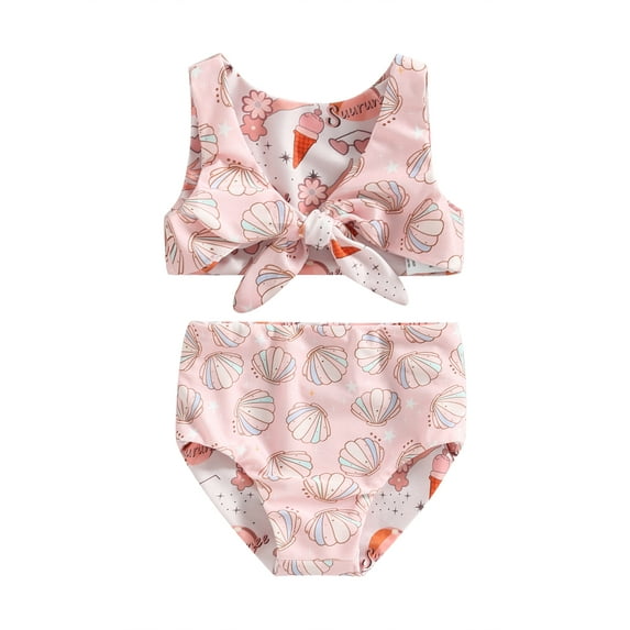 Bagilaanoe Toddler Baby Girls Swimsuits 2 Piece Bikinis Set Floral Print Sleeveless Tank Tops + Shorts 6M 12M 18M 24M 3T 4T Kids Swimwear Bathing Suit Beachwear