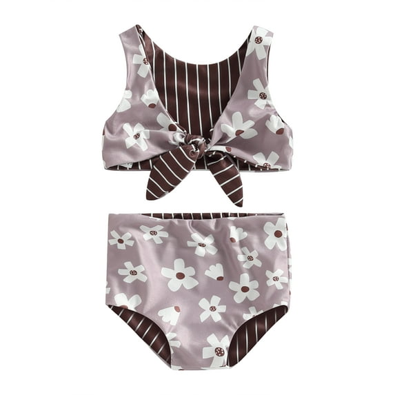 Bagilaanoe Toddler Baby Girls Swimsuits 2 Piece Bikinis Set Floral Print Sleeveless Tank Tops + Shorts 6M 12M 18M 24M 3T 4T Kids Swimwear Bathing Suit Beachwear