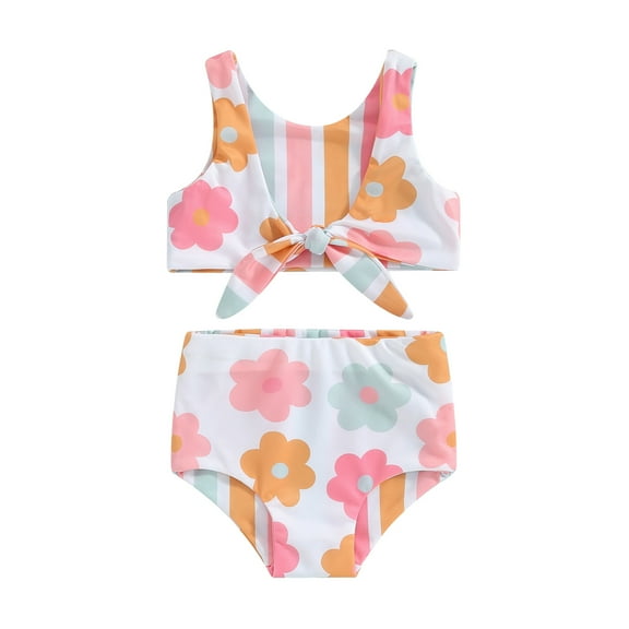 Bagilaanoe Toddler Baby Girls Swimsuits 2 Piece Bikinis Set Floral Print Tankini Tops + Shorts 6M 12M 18M 24M 3T 4T Kids Swimwear Bathing Suit Beachwear